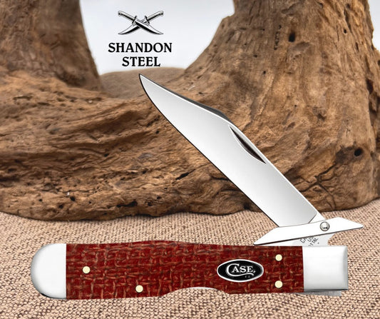 Case XX Dark Red Burlap Micarta® Cheetah® Cub (1011 1/2L CS) 12277