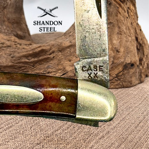 CASE XX 6208 RED BONE HANDLE HALF WHITTLER POCKET KNIFE VINTAGE 1940-1964 (03)