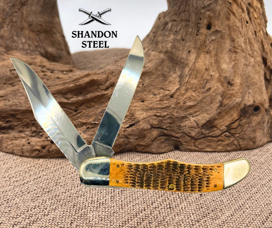 Case XX USA 6265 SS 2 Blade 2007 Folding Hunter Knife Jigged Bone Handle (28)