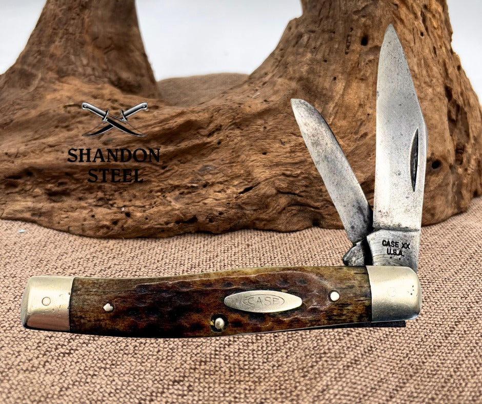 CASE XX USA 2 DOT 1978 VINTAGE JIGGED BONE TEXAS 2 BLADE JACK POCKET KNIFE (14)