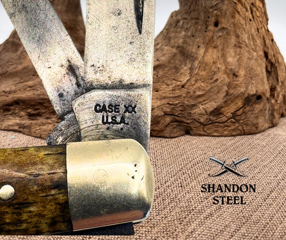 CASE XX USA 2 DOT 1978 VINTAGE JIGGED BONE TEXAS 2 BLADE JACK POCKET KNIFE (14)