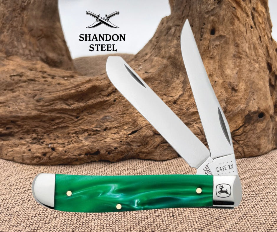 Case XX™ John Deere Green Pearl Kirinite Mini Trapper Stainless Pocket Knife 15773