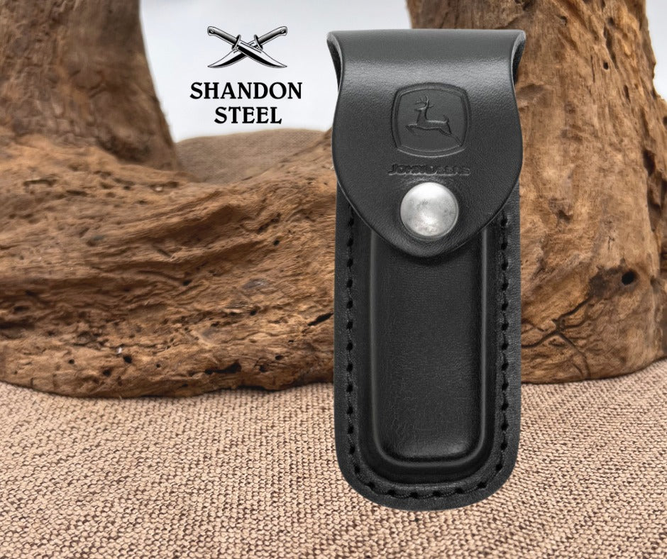 Case XX™ Knives John Deere Medium Black Leather Belt Sheath Button-Snap 15777