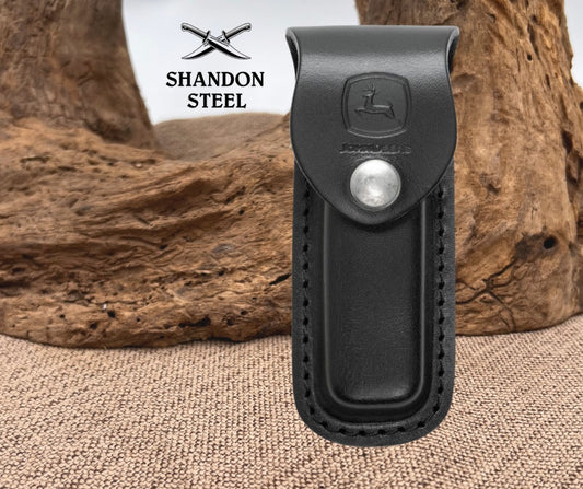Case XX™ Knives John Deere Medium Black Leather Belt Sheath Button-Snap 15777