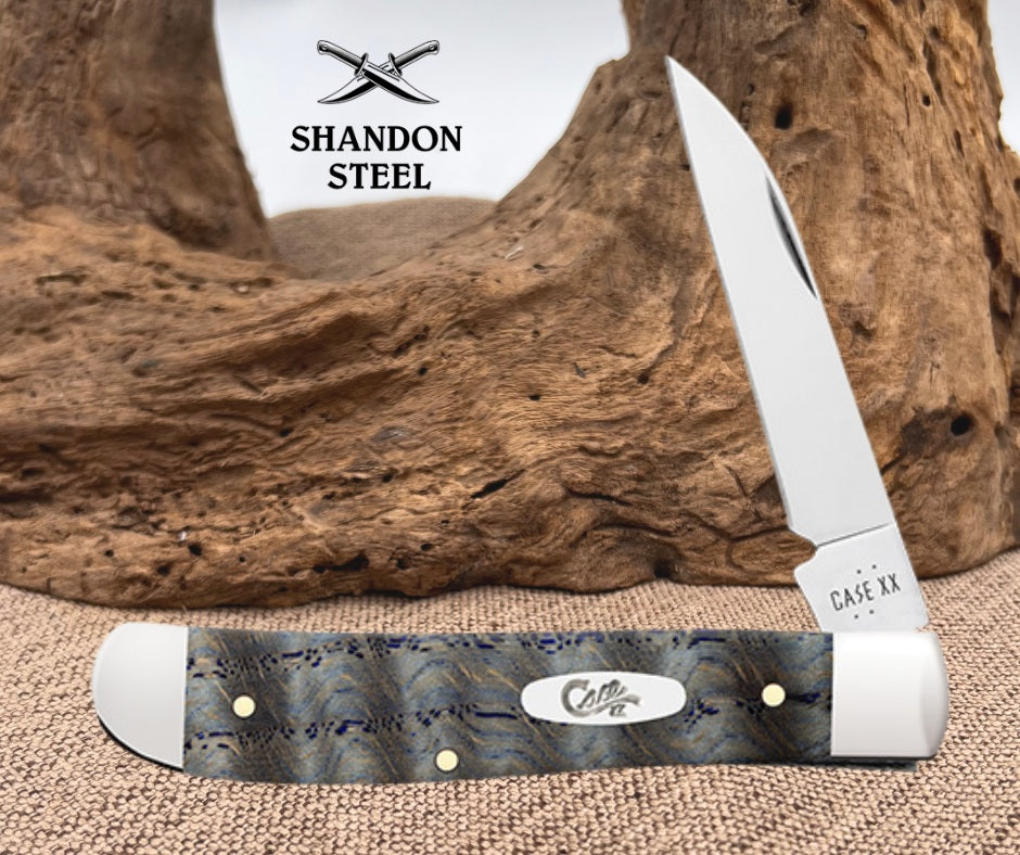 Case XX MINI TRAPPER - SMOOTH BLUE CURLY OAK WOOD 47491