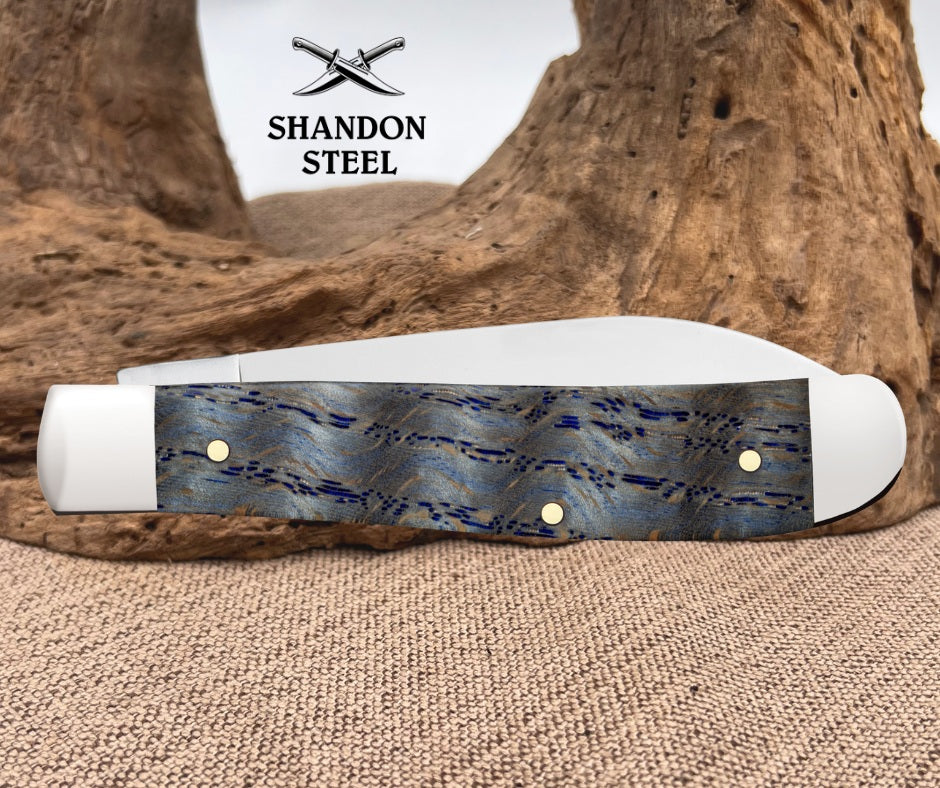 Case XX MINI TRAPPER - SMOOTH BLUE CURLY OAK WOOD 47491