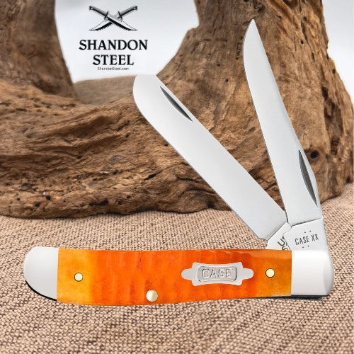 Case XX™ Mini Trapper Gator Jig Persimmon Orange Bone 38071 Carbon Steel Pocket Knife