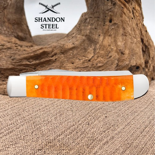 Case XX™ Mini Trapper Gator Jig Persimmon Orange Bone 38071 Carbon Steel Pocket Knife