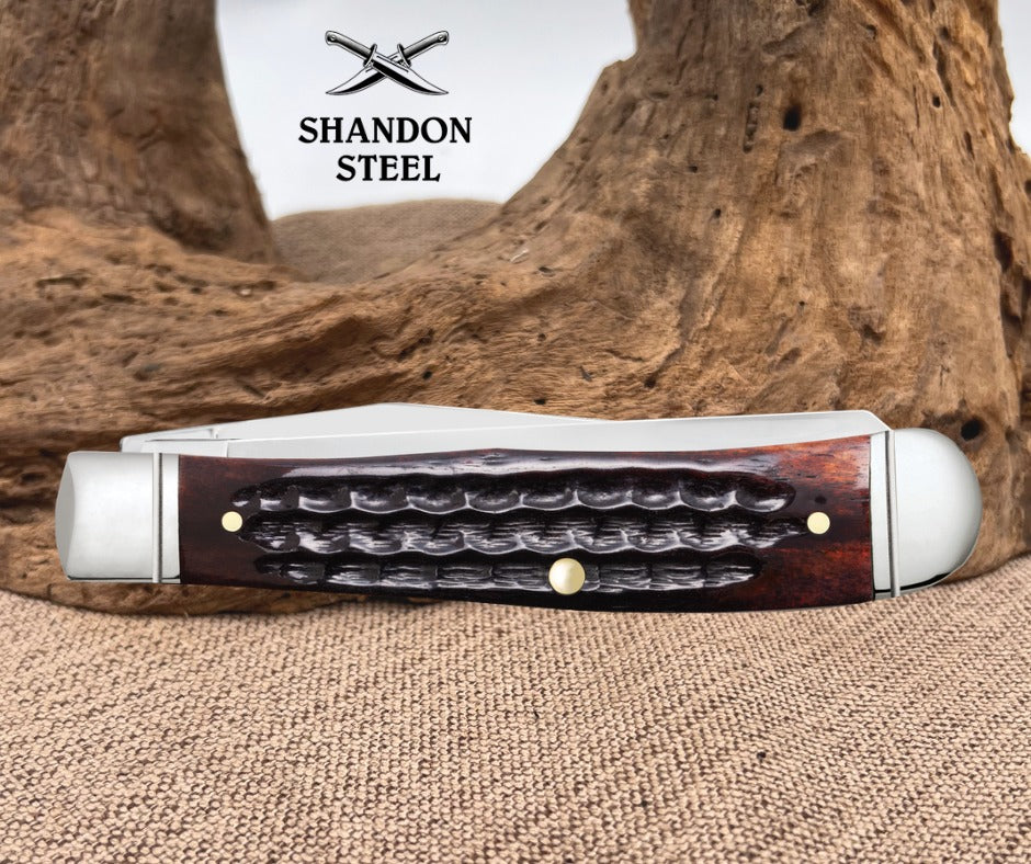 Case XX Mini Trapper Pocket Worn 30th Mahogany Bone 55231 Stainless Pocket Knife