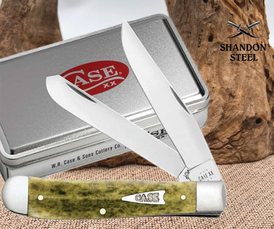 Case XX OLIVE GREEN SMOOTH BONE TRAPPER IN GIFT TIN 10865