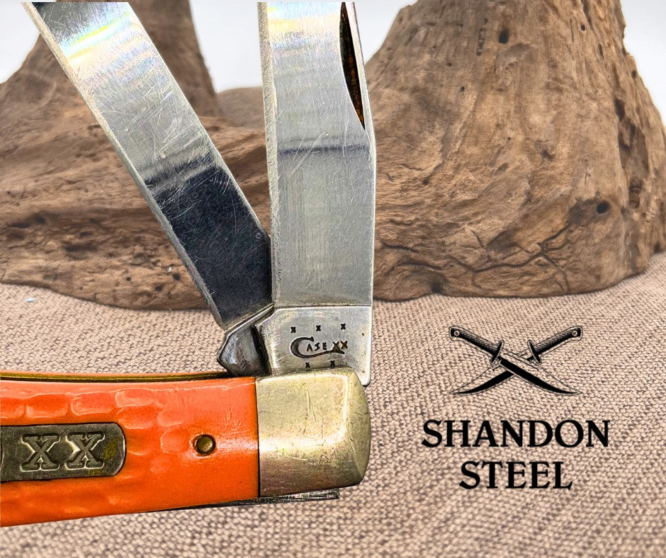 Case XX USA 2015 Trapper Jigged Orange Delrin 2 Blade Pocket Knife 6254 SS (4)