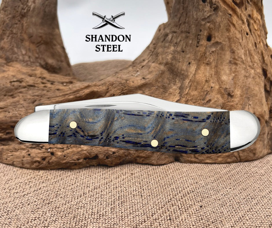 Case XX™ Peanut Blue Curly Oak Wood 47495 Stainless Pocket Knife