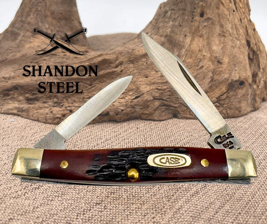 Case XX USA Knives Pen Jigged Brown Delrin Handle Stainless Pocket Knife 6233