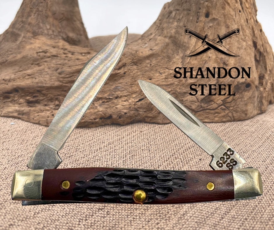 Case XX USA Knives Pen Jigged Brown Delrin Handle Stainless Pocket Knife 6233