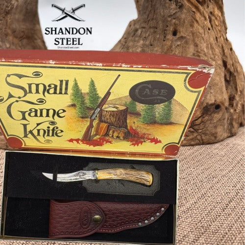 Case XX  Small Game Knife Genuine Stag Handle Sheath In Vintage Box 523-3 1/4 *pre-owned