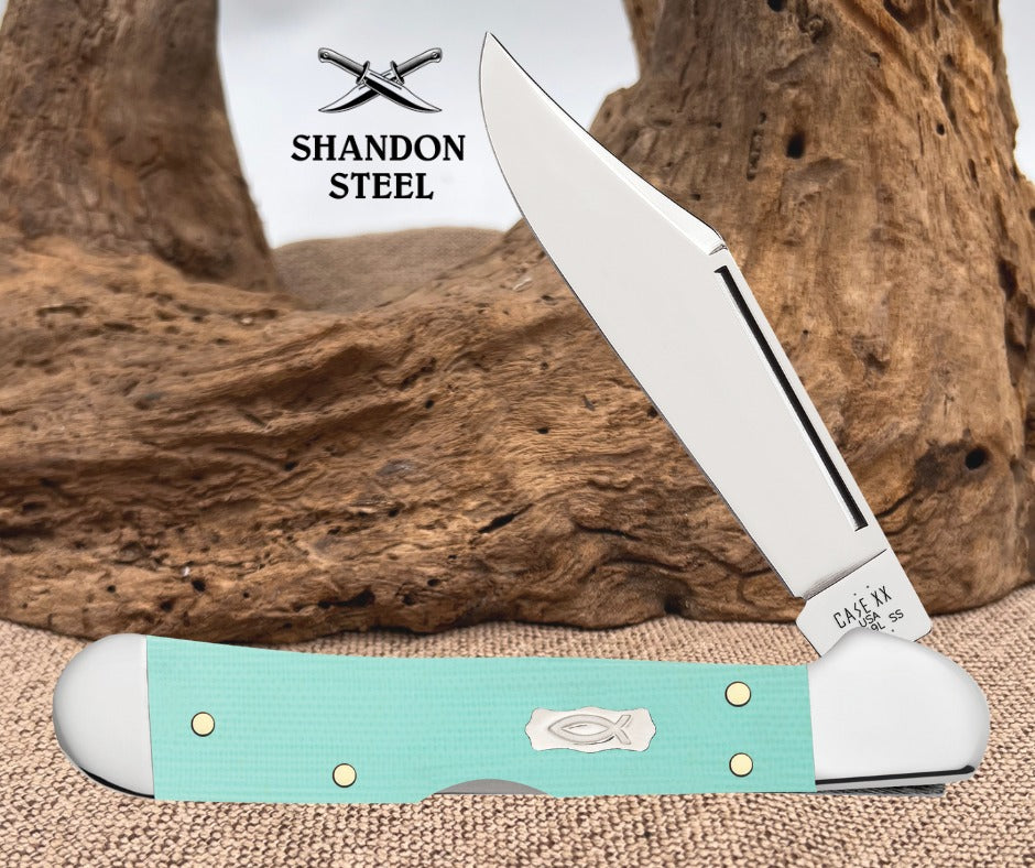 Case XX Smooth Seafoam Green G-10 Mini CopperLock® 18109