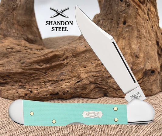 Case XX Smooth Seafoam Green G-10 Mini CopperLock® 18109