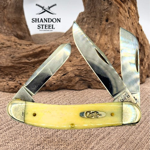 CASE XX KNIVES NATURAL SMOOTH BONE SOWBELLY TB6339 SS (13318) POCKET KNIFE (2)