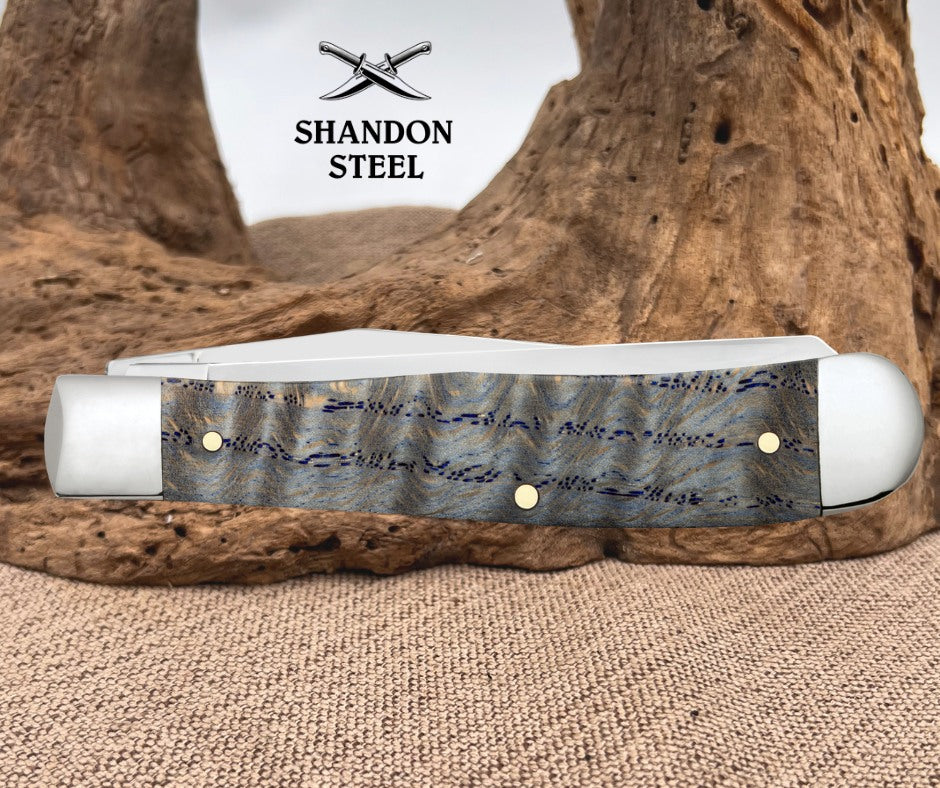 Case XX™ Trapper Blue Curly Oak Wood 47490 Stainless Pocket Knife