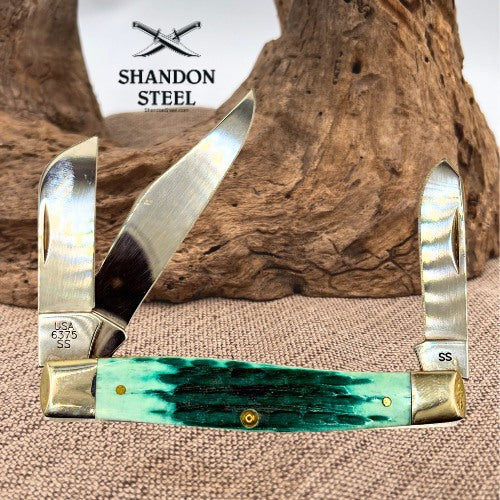 Case XX™ Large Stockman Folding Pocket Knife Green Bone Stainless 48939
