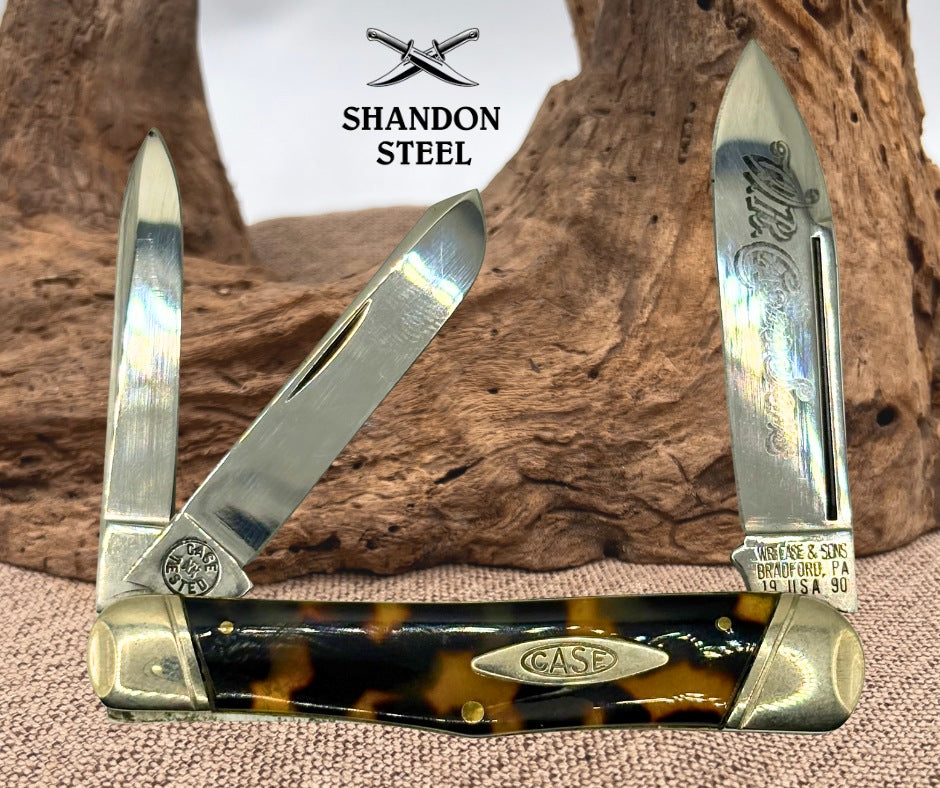 Case XX USA 73043 1/2 Tortoise Shell Whittler 3 Blade Folding Pocketknife w Box