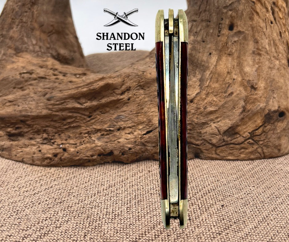 1965-69 Case XX USA Beautiful Red Jig Bone 3.25" Swell Center Whittler 6308 (31)