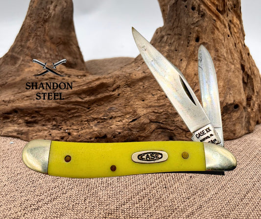 CASE XX KNIVES 1993 YELLOW SYNTHETIC PEANUT SS 3220 SS (80030) POCKET KNIFE (4)