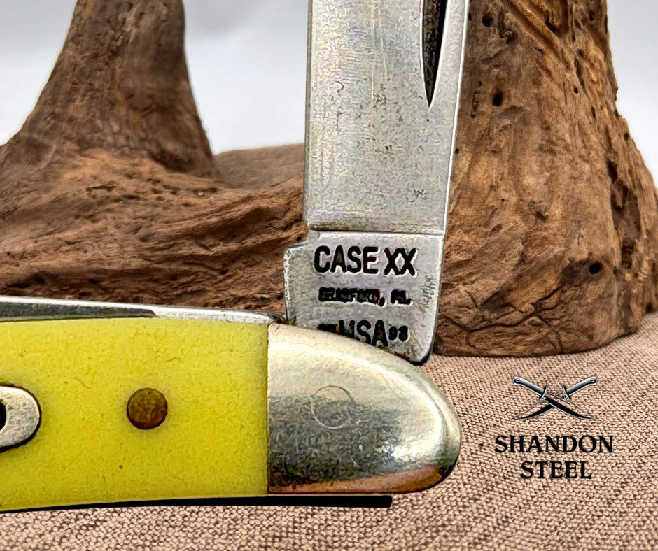 CASE XX KNIVES 1993 YELLOW SYNTHETIC PEANUT SS 3220 SS (80030) POCKET KNIFE (4)