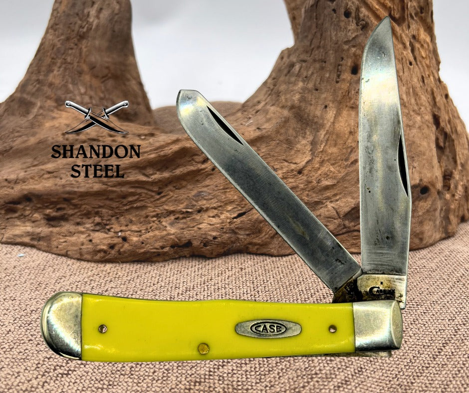 Case XX UASA Knife 3254 CV Yellow Delrin 2 Blade Trapper Pocket Knife (14)