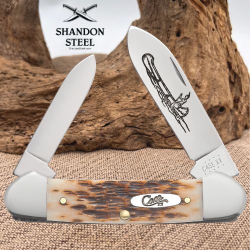 Case XX™ Jigged Amber Bone Canoe Carbon Steel Pocket Knife 00263