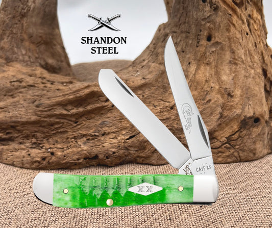 Case XX™ Mini Trapper 1st Run Gator Jig Bright Green Bone 81441 Stainless 1/250 Pocket Knife 81441