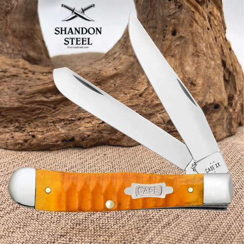 Case XX™ Trapper Gator Jig Persimmon Orange Bone 38070 Carbon Steel Pocket Knife