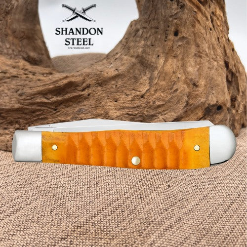 Case XX™ Trapper Gator Jig Persimmon Orange Bone 38070 Carbon Steel Pocket Knife