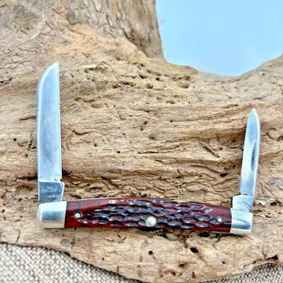 Vintage 1940-1964 Case XX USA 2 Blade Half Congress Knife 6269 Jigged Bone(217)