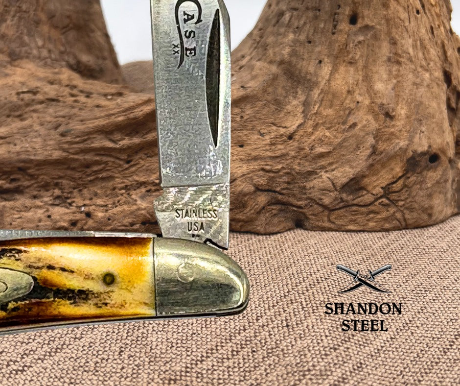 1978 Case XX USA 5220 SSP Stag Peanut 2 Blade Folding Pocket Knife (12)