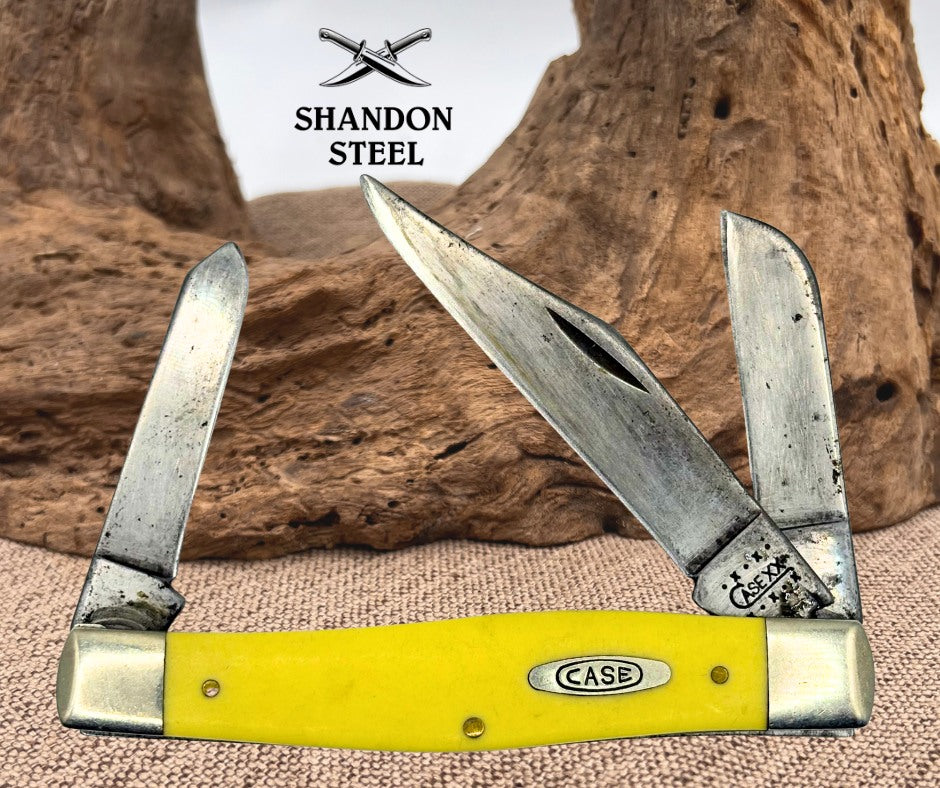 CASE XX 3375 CV YELLOW DELRIN LARGE PREMIUM STOCKMAN KNIFE USA 3375 CV 2000 (12)