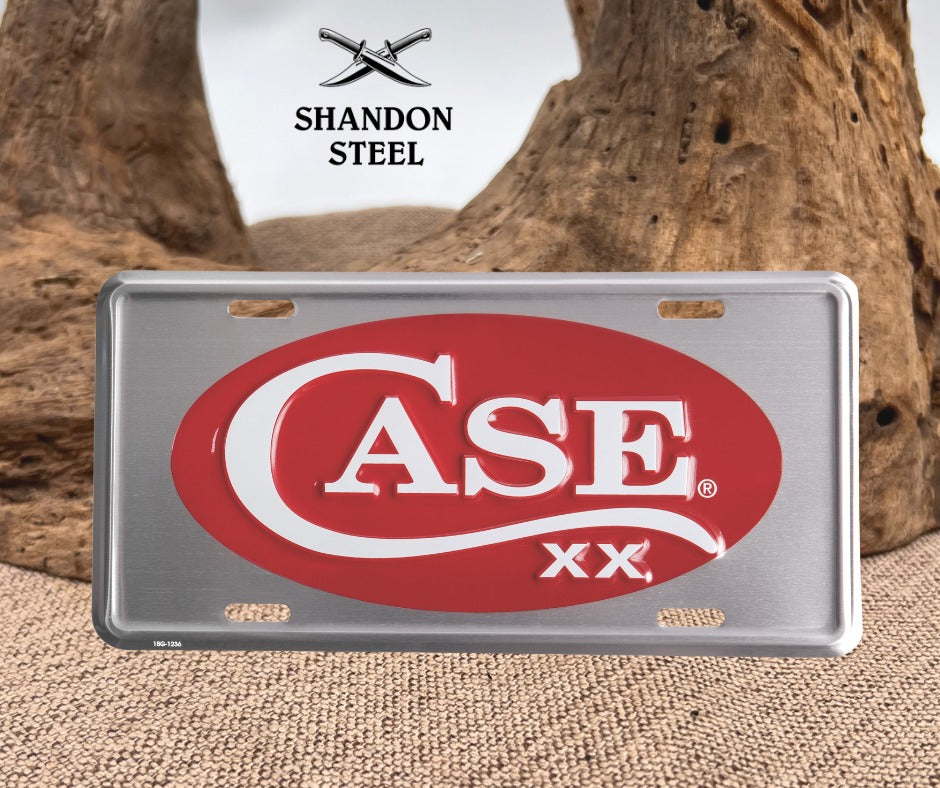 Case XX Plate License Alum Silver W/Red Oval & White Case  Longtail C Logo 50006