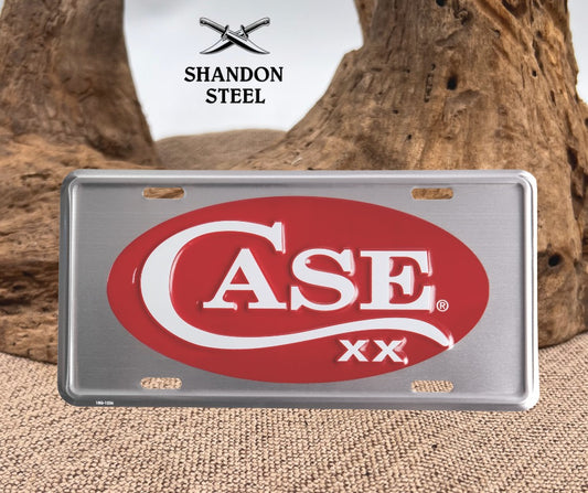 Case XX Plate License Alum Silver W/Red Oval & White Case  Longtail C Logo 50006