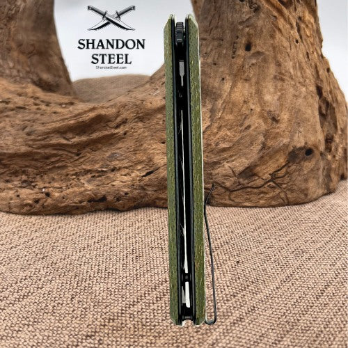 CIVIVI Bhaltair OD Green Burlap Micarta Handle Folding Knife Model # C23024-3
