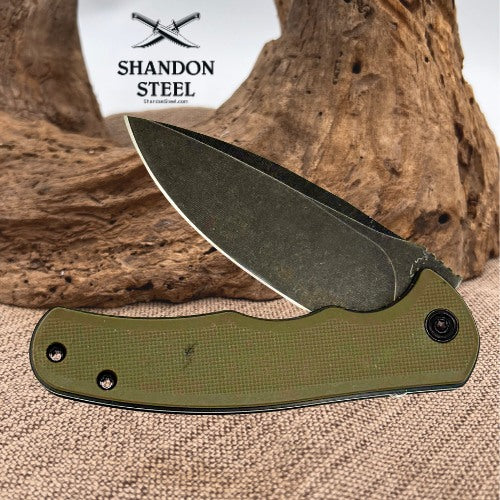 CIVIVI Mini Praxis OD Green G10 Black Stonewash Blade Flipper Folding Knife (35)