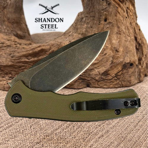 CIVIVI Mini Praxis OD Green G10 Black Stonewash Blade Flipper Folding Knife (35)