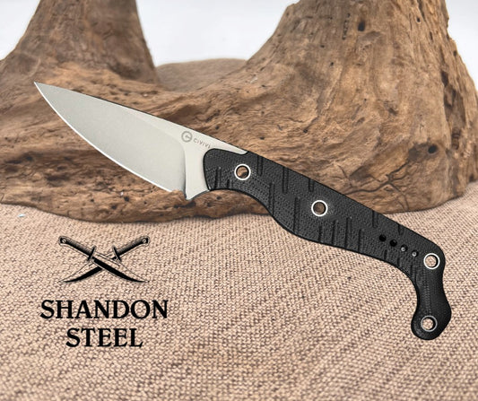 Civivi SOKN Fixed Knife 2.88" Full Tang Nitro V Steel Blade Black G10 Handle CIVC220271
