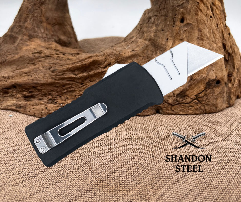 Cobratech OTF Utility Knife Black  CTOTFUTBLK