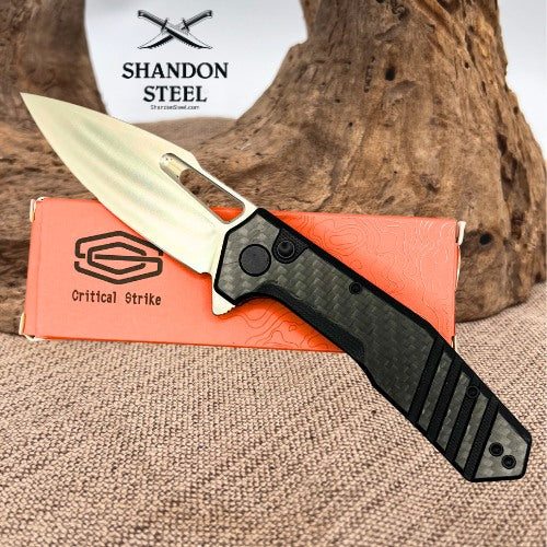 Critical Strike Rowdy B508-LCFSA Folding Pocket Knife VG10 Black Carbon Fiber