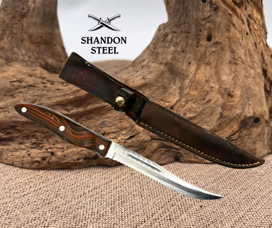 Cutco 1063 Fixed Serrated Blade Hunting Fishing Knife w Leather Sheath (15)