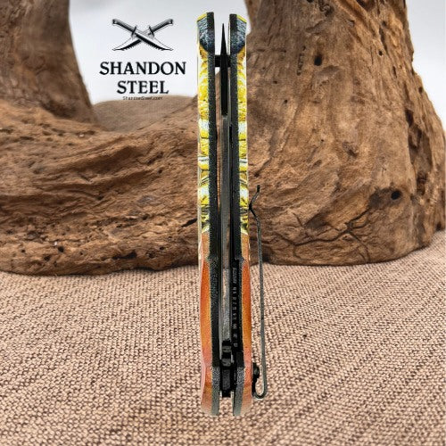 Dragon Handle Spring Assisted Folding FlipperPocket Knife Hunting Survival (186)