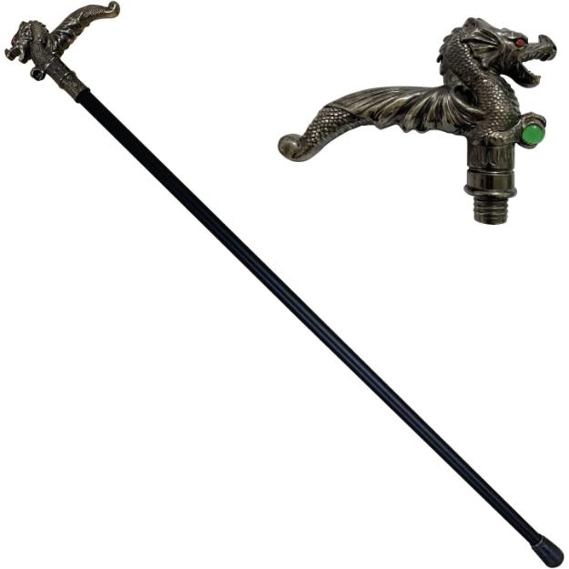 Dragon Walking Cane With Sword 35" Overall 5198