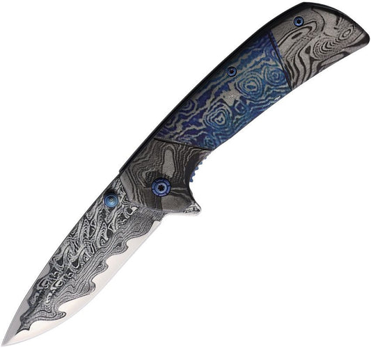 Damscus Etched Linerlock