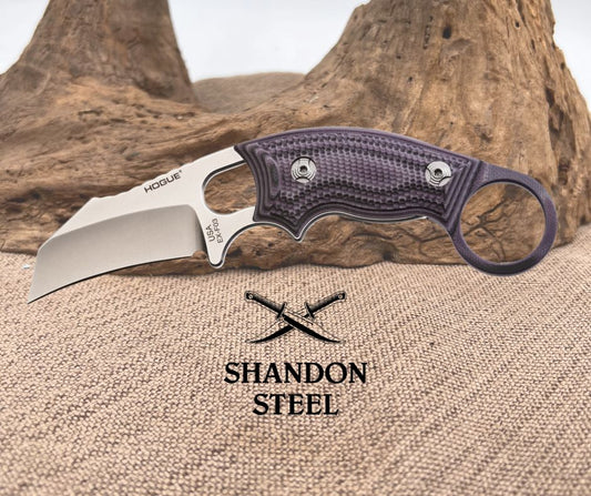 Hogue EX-F03 Fixed Blade 2.25 " Hawkbill Blade - Stone Tumbled G-Mascus® Purple G10 Scales 35328