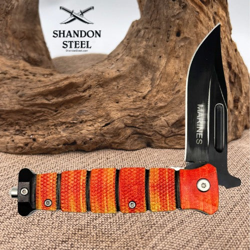Marines Open Assist Folding Pocket Knife ElitEdge Glass Breaker 10-A53MR (177)